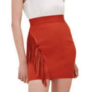 Maje Jano red fringe skirt NWOT